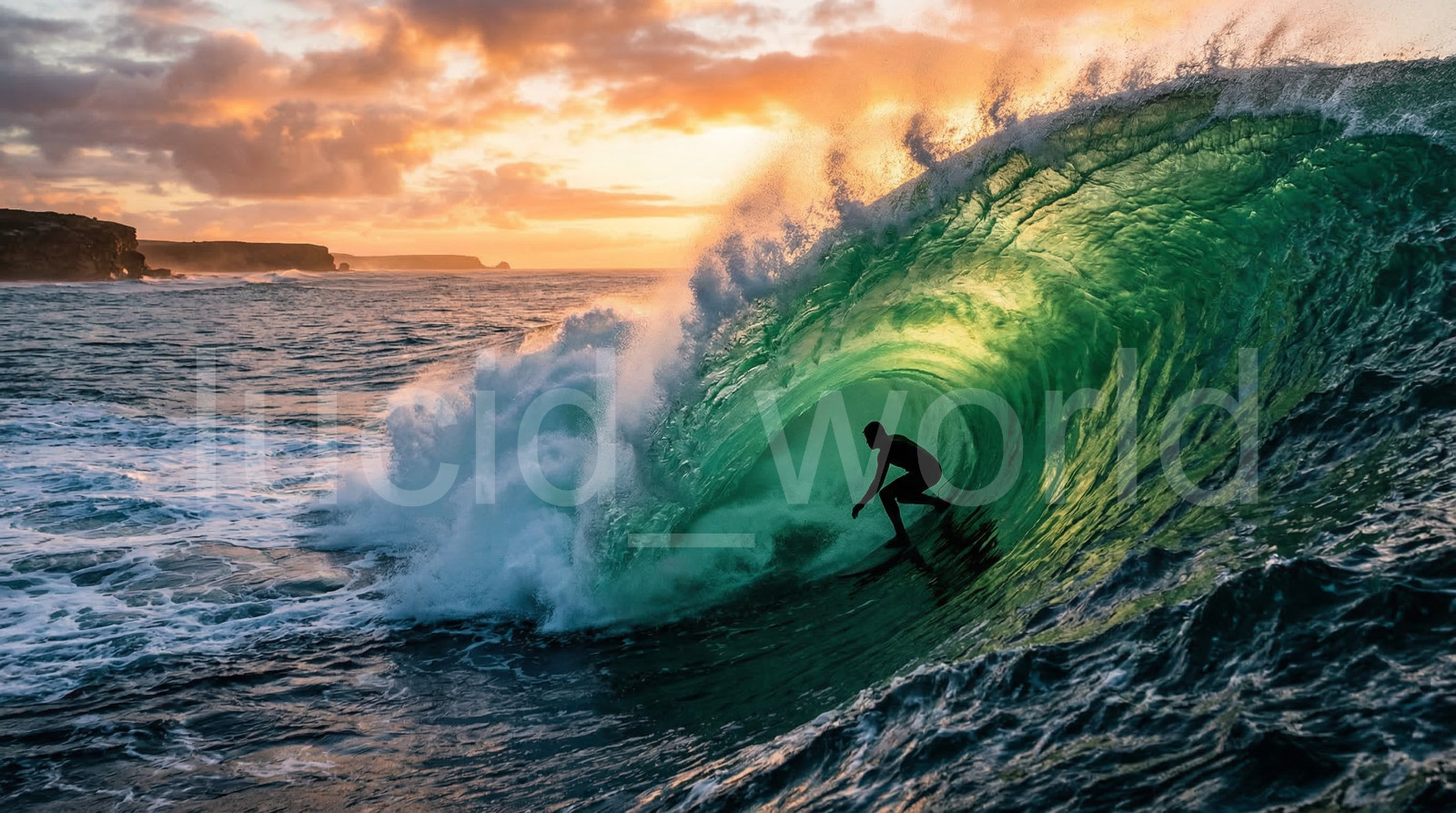 Surfer Wave Barrel Digital Download Ocean Action Art Sunset Surf Printable PNG