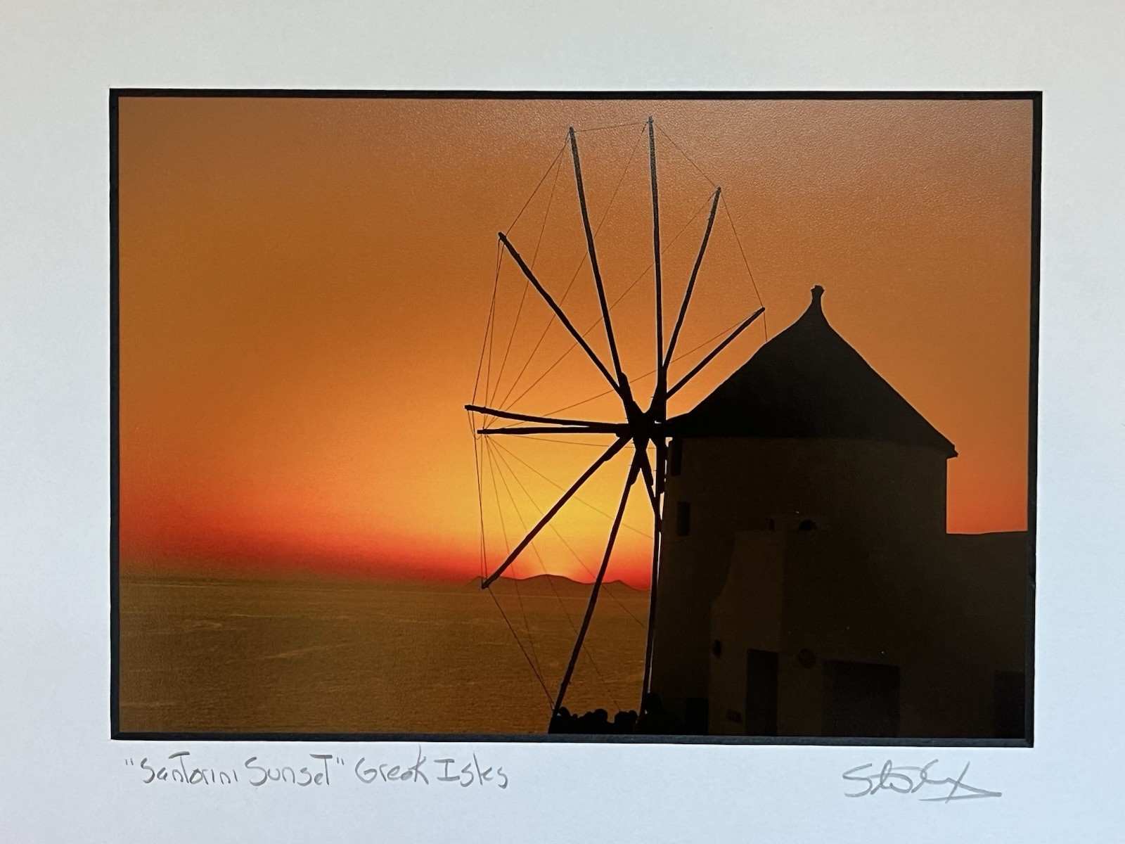 Travel Photography – Wind Mill In Santorini Greece Print