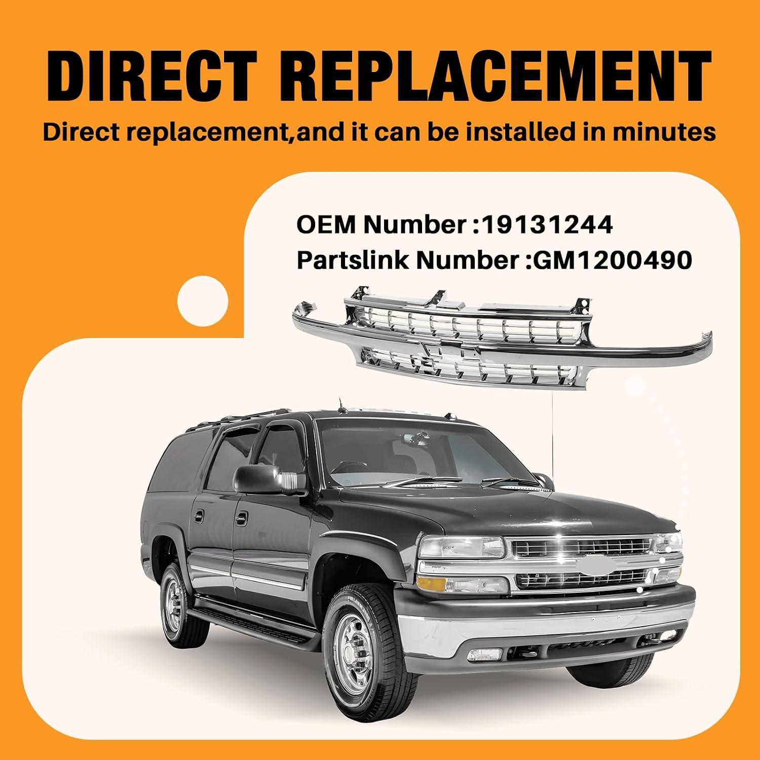 Front Grille Shell and Insert Compatible with Chevrolet Chevy Silverado 1500 250