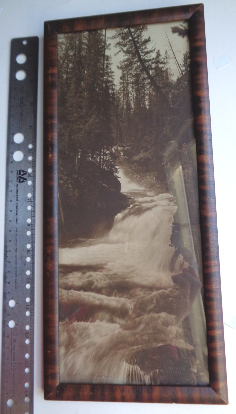 Framed Antique Orig Albert Schlechten Photograph West Fork Falls Bozeman Montana