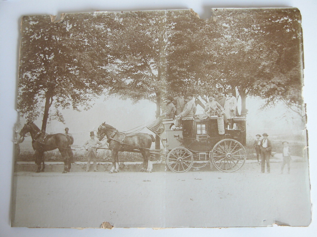 Vtg c.1880s-90s Photograph Men in Stagecoach Sepia B&W Wild West Travel