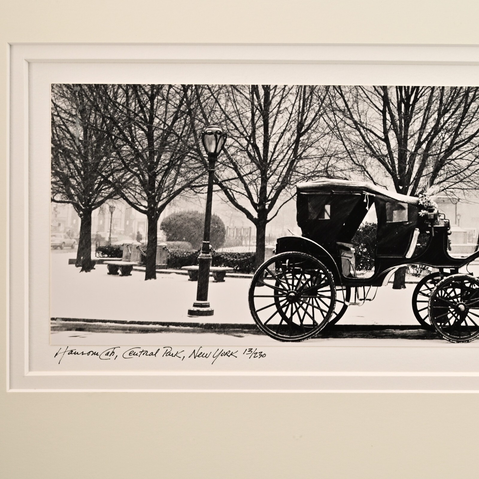 RICHARD CALVO Original Vintage Signed Central Park NY Horse Carriage Photograph
