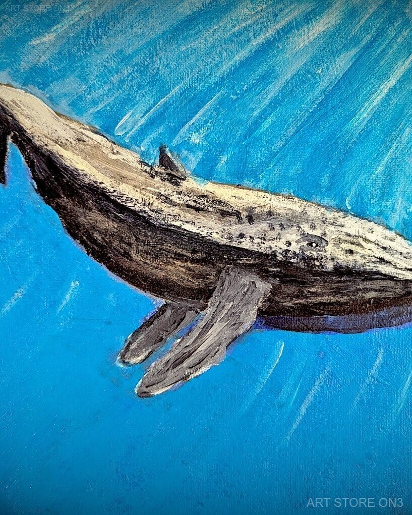 Whale Underwater Blue – Photography Print, 8.5×11