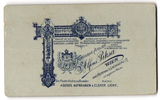 Photograph Alfons Piska, Vienna, coat of arms Austria and small Monogrammed Coat of Arms