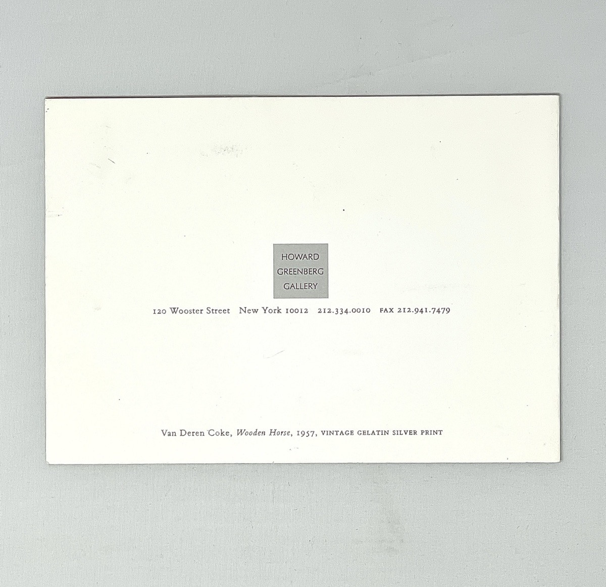 Van Deren Coke (1921-2004) Art Announcement Card – 50 Years of Photography 1997