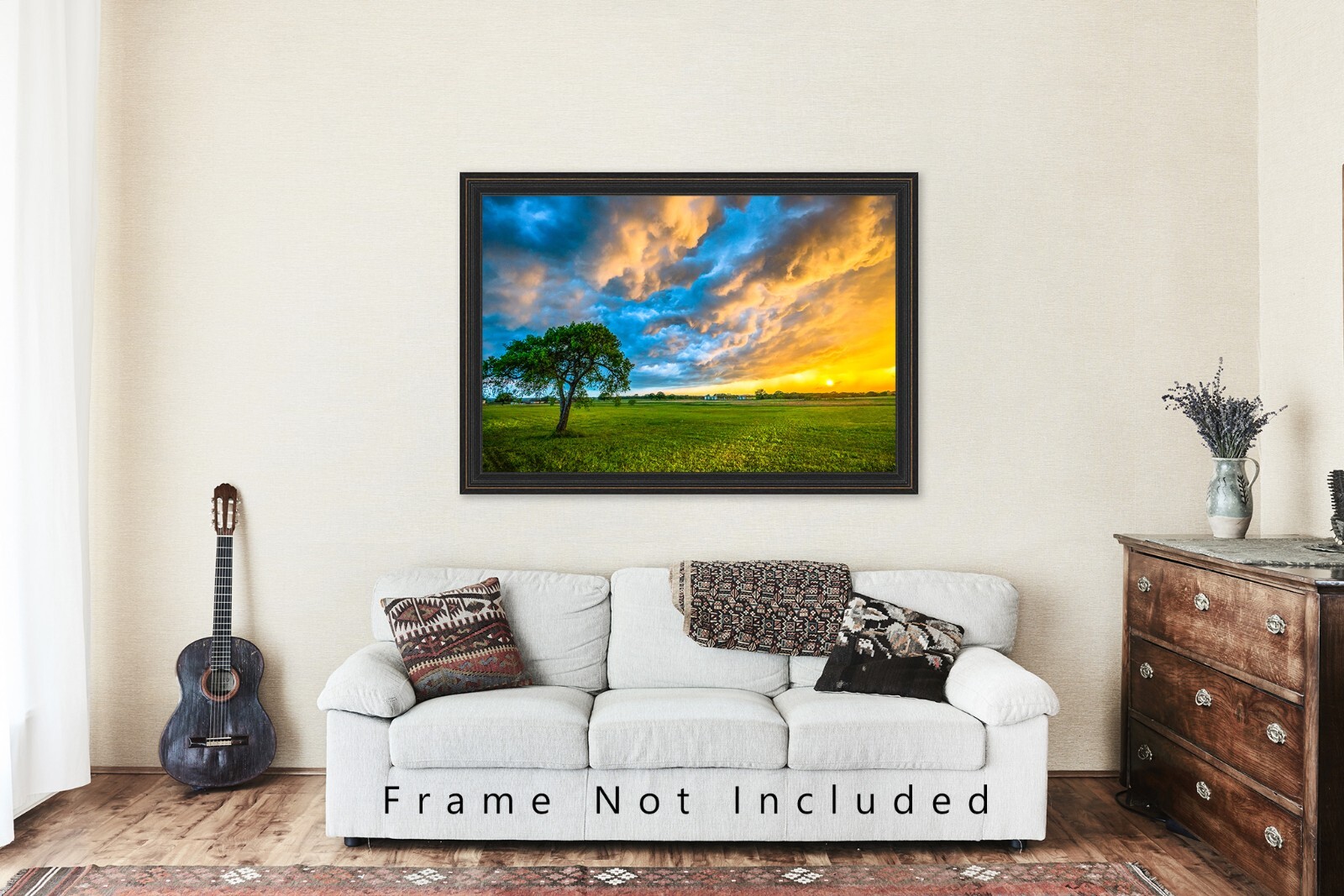 Storm Clouds Photography Print: Texas Sunset Sky Landscape Tree Weather Photo