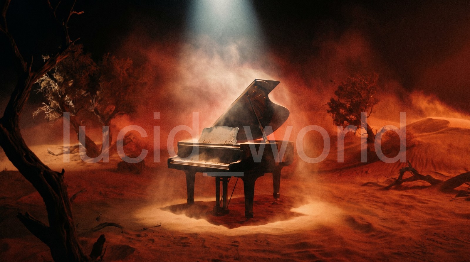 Grand Piano Red Desert Sunset Art Dramatic Surreal Music Room Digital Printable
