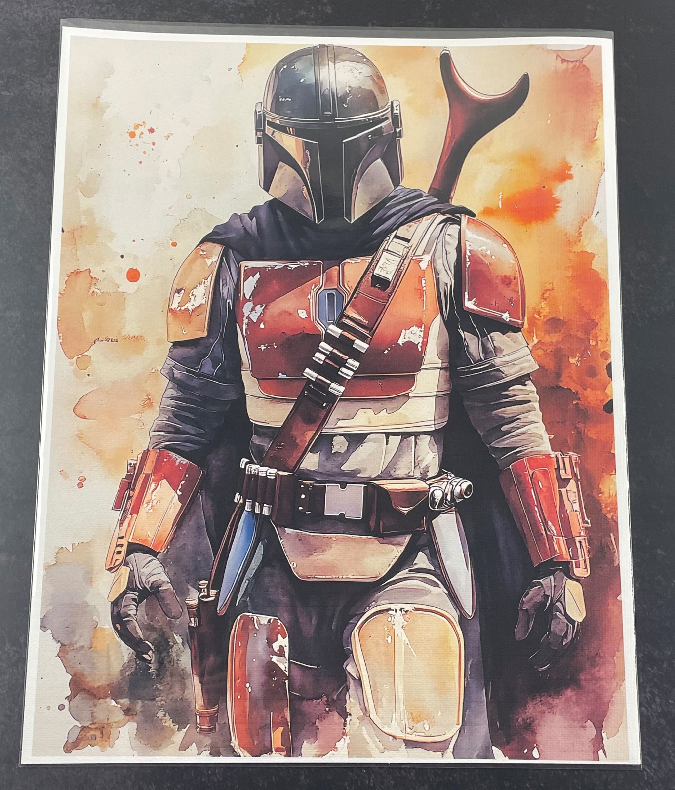 Watercolor Inspired Star Wars Collectible 8.5×11 Canvas Art – The Mandalorian