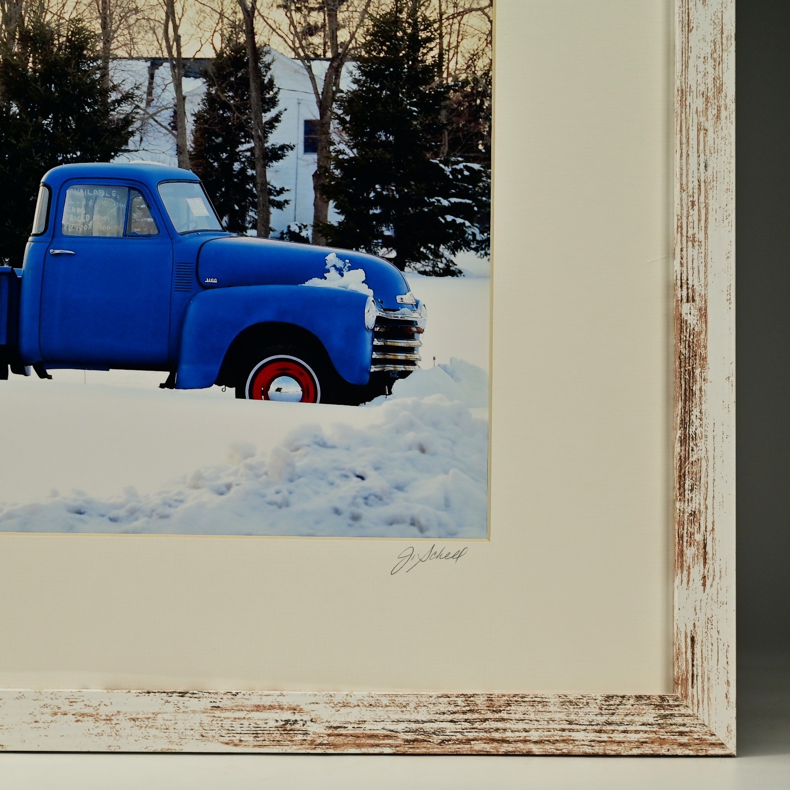 SCHELL Original Vintage Signed 1950s Chevy Pick Up Truck Landscape Photograph