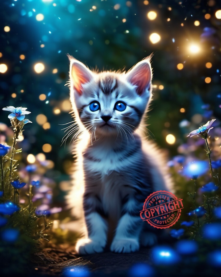 Cute Cats Digital Art – Whimsical Animal Portrait for Desktop Wallpaper