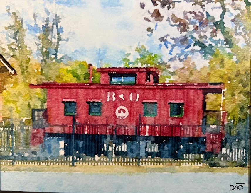B & O Caboose Digital Watercolor Original Photograph 8 X 10 Mat 11 X 14 – Signed