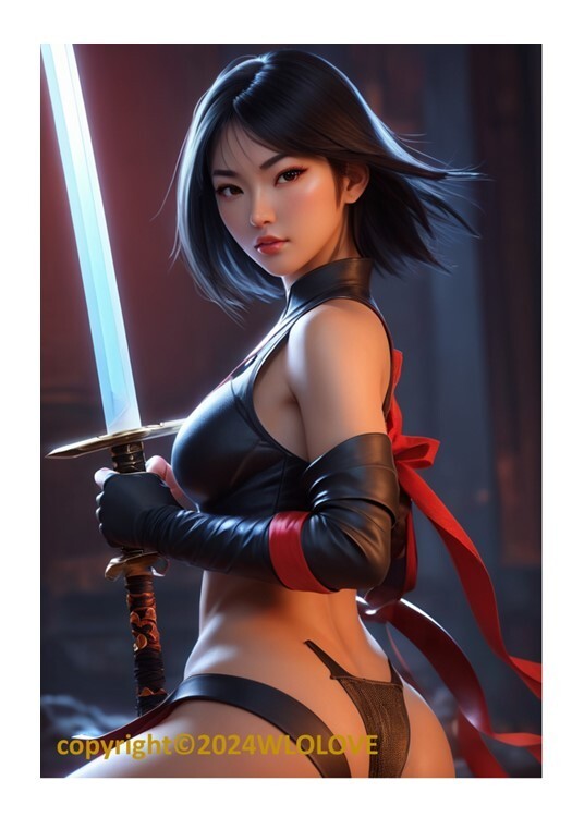 Beautiful Sensual Asian Girl Anime A on Quality semi-gloss Photo Paper 8″x10″
