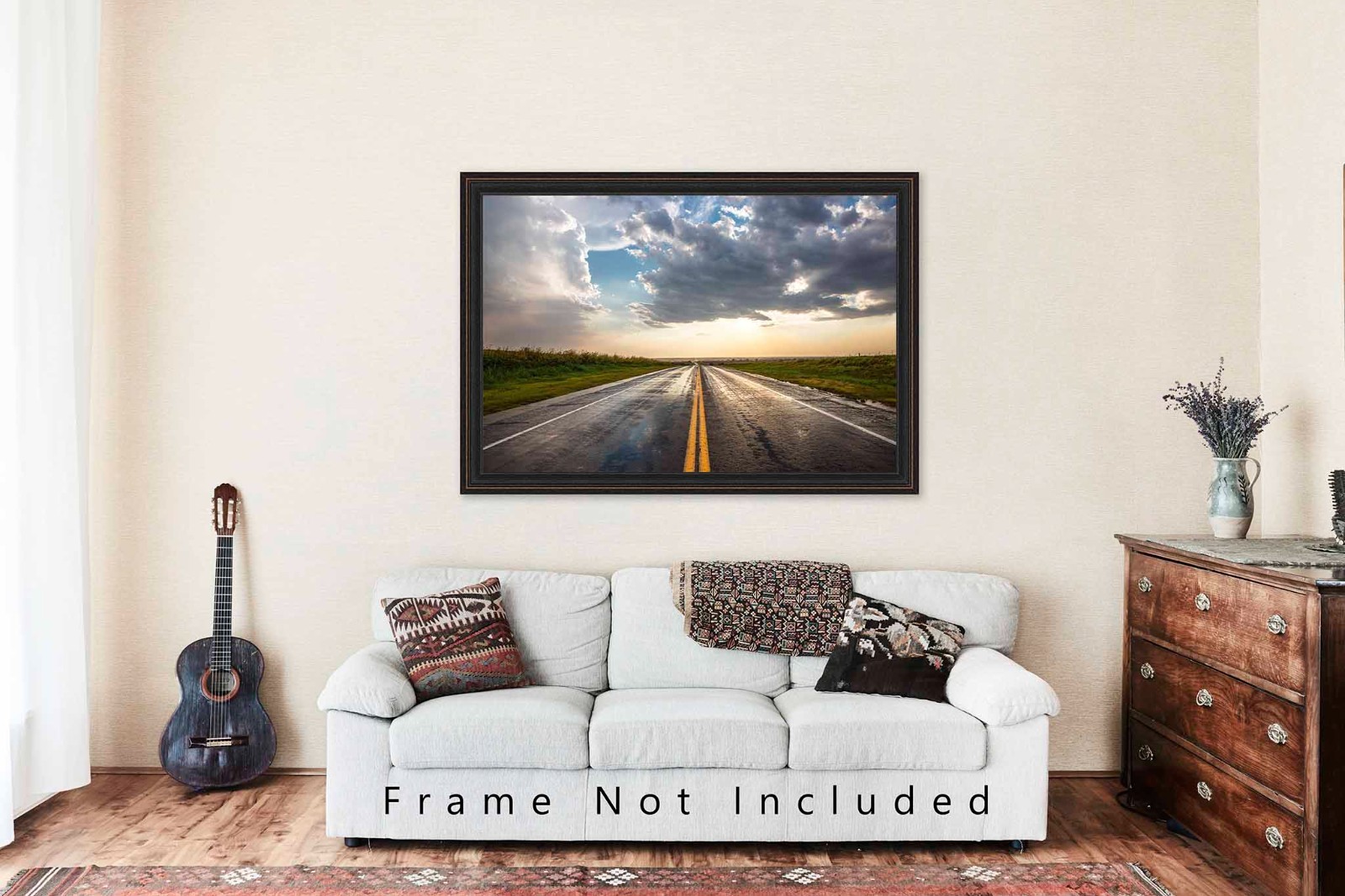 Highway Photography Print: Oklahoma Road Trip Rain Travel Landscape Photo