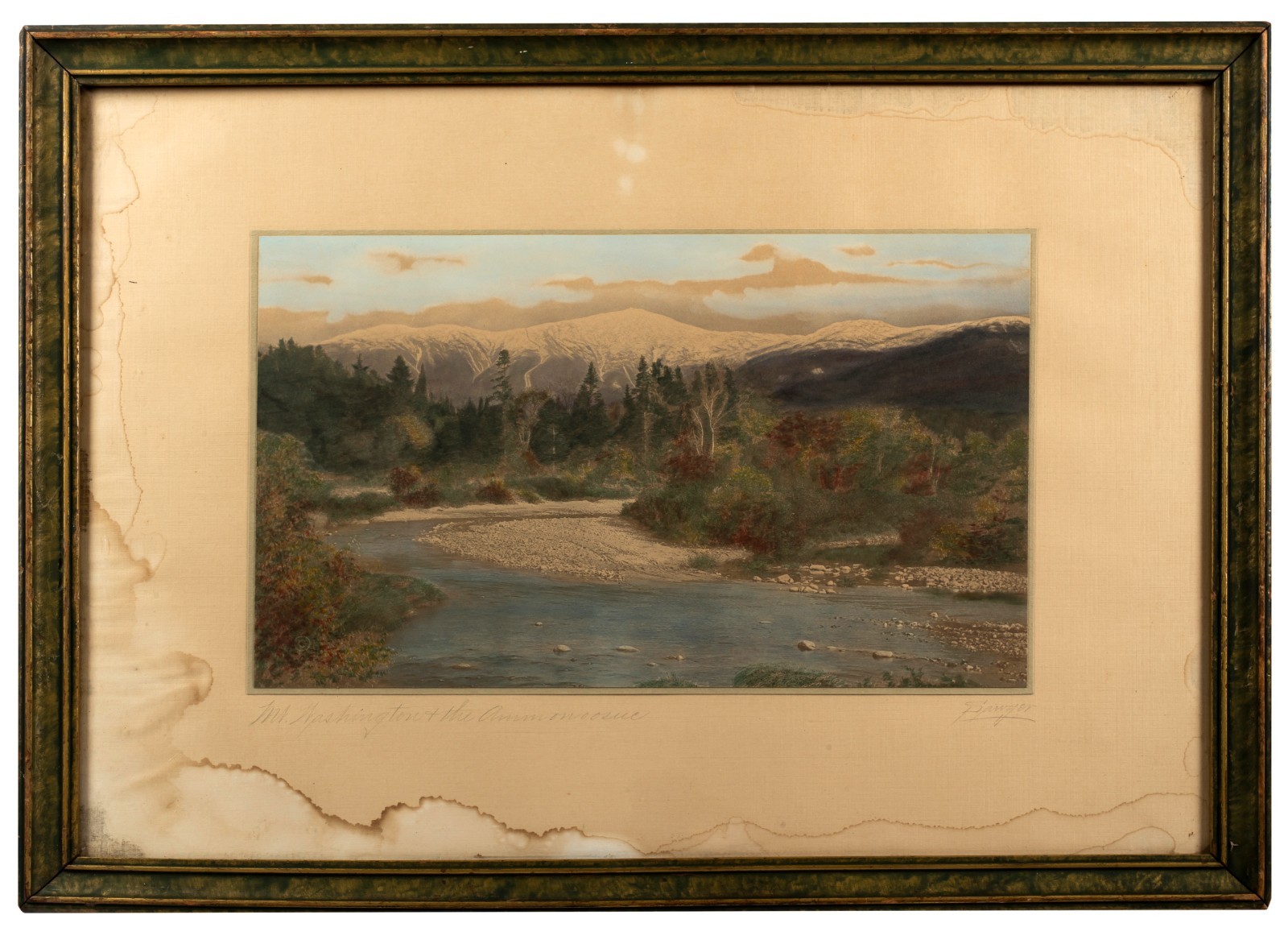 Charles Sawyer (1868-1954) Mt Washington/Ammonoosuc River, Hand Colored Photo