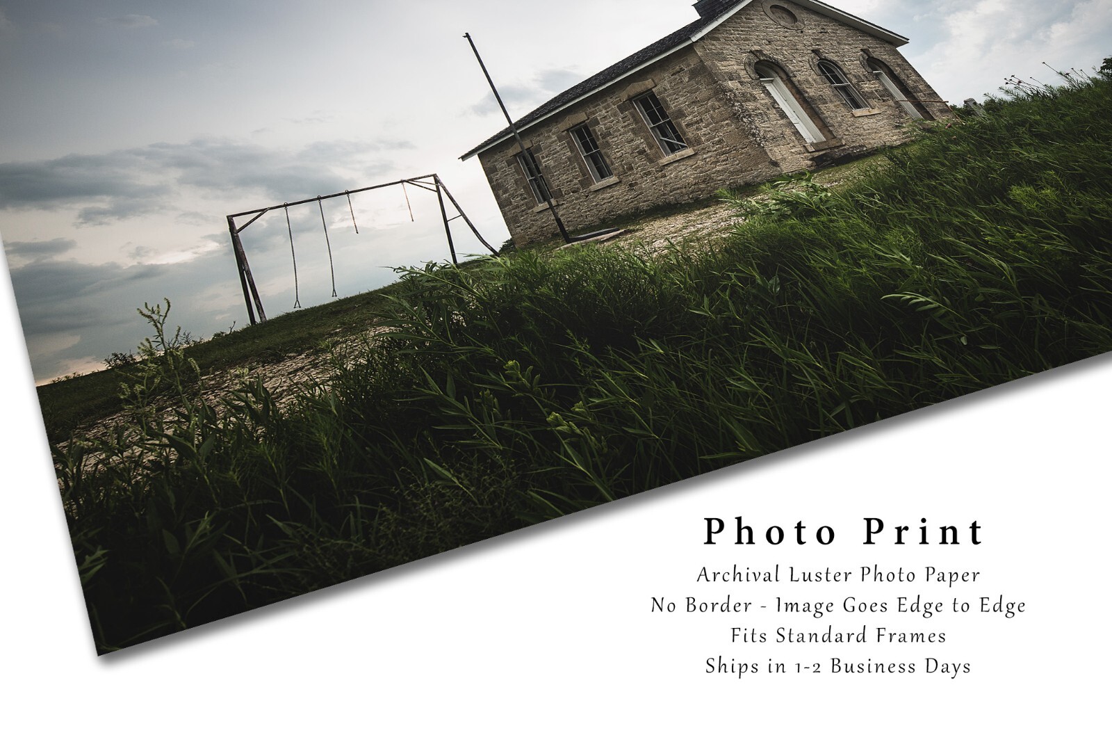 Lower Fox Creek School House Photography Print: Kansas Flint Hills Photo