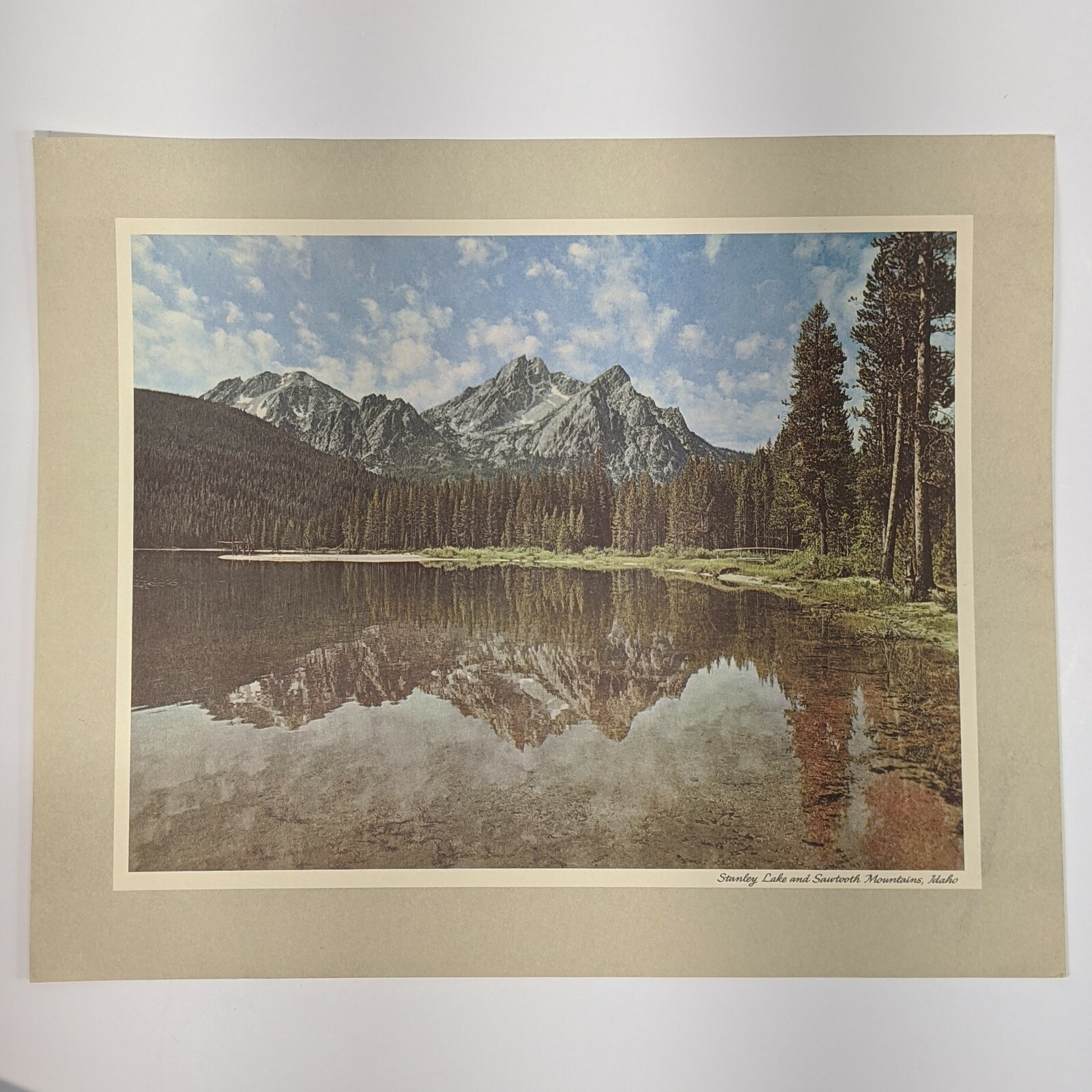Vintage Sawtooth Mountains Stanley Lake Photo Print Standard Oil Chevron Trail