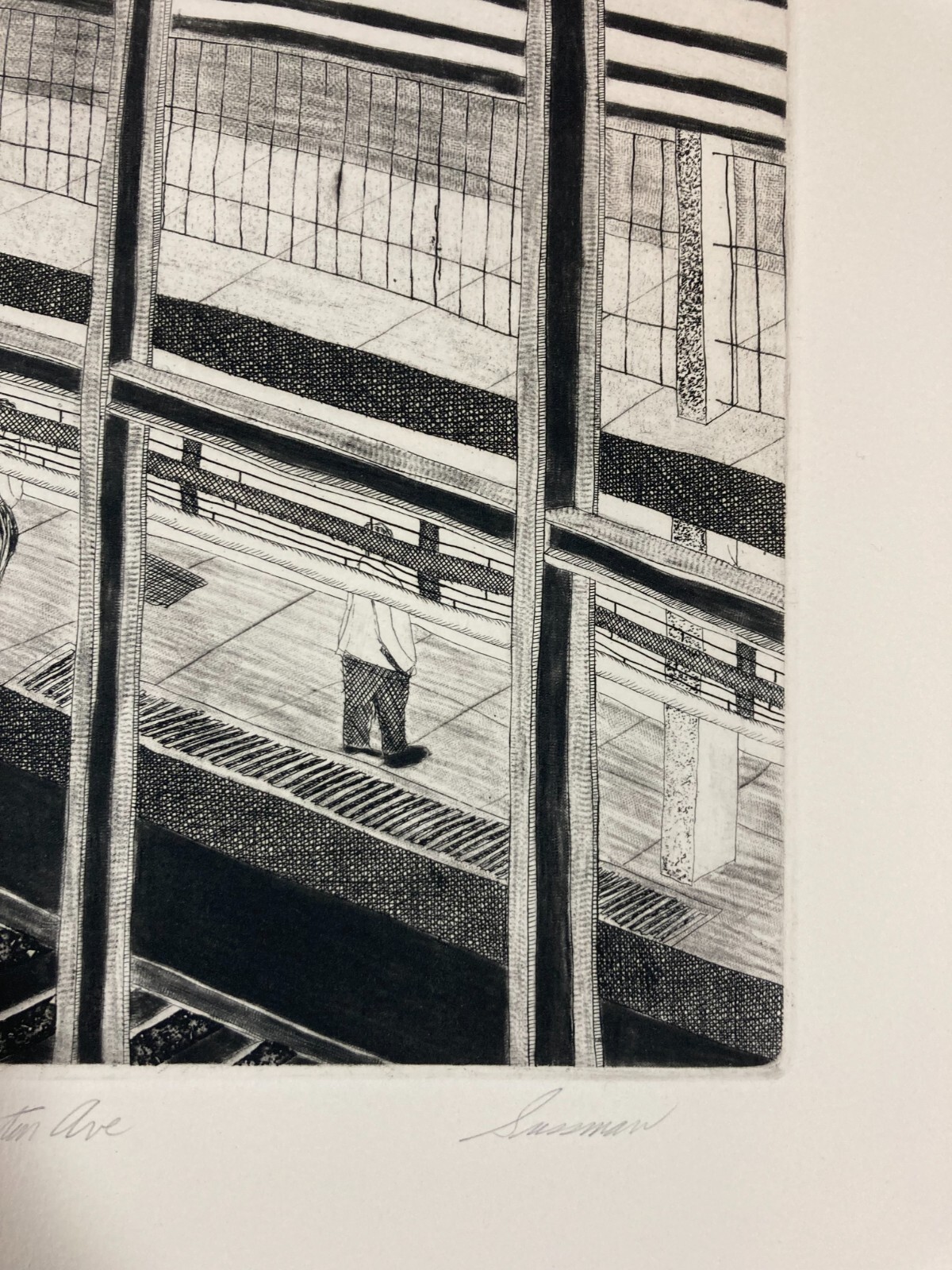 LEONARD SUSSMAN Signed NEW YORK CITY SUBWAY 1977 GELATIN SILVER PRINT & ETCHING
