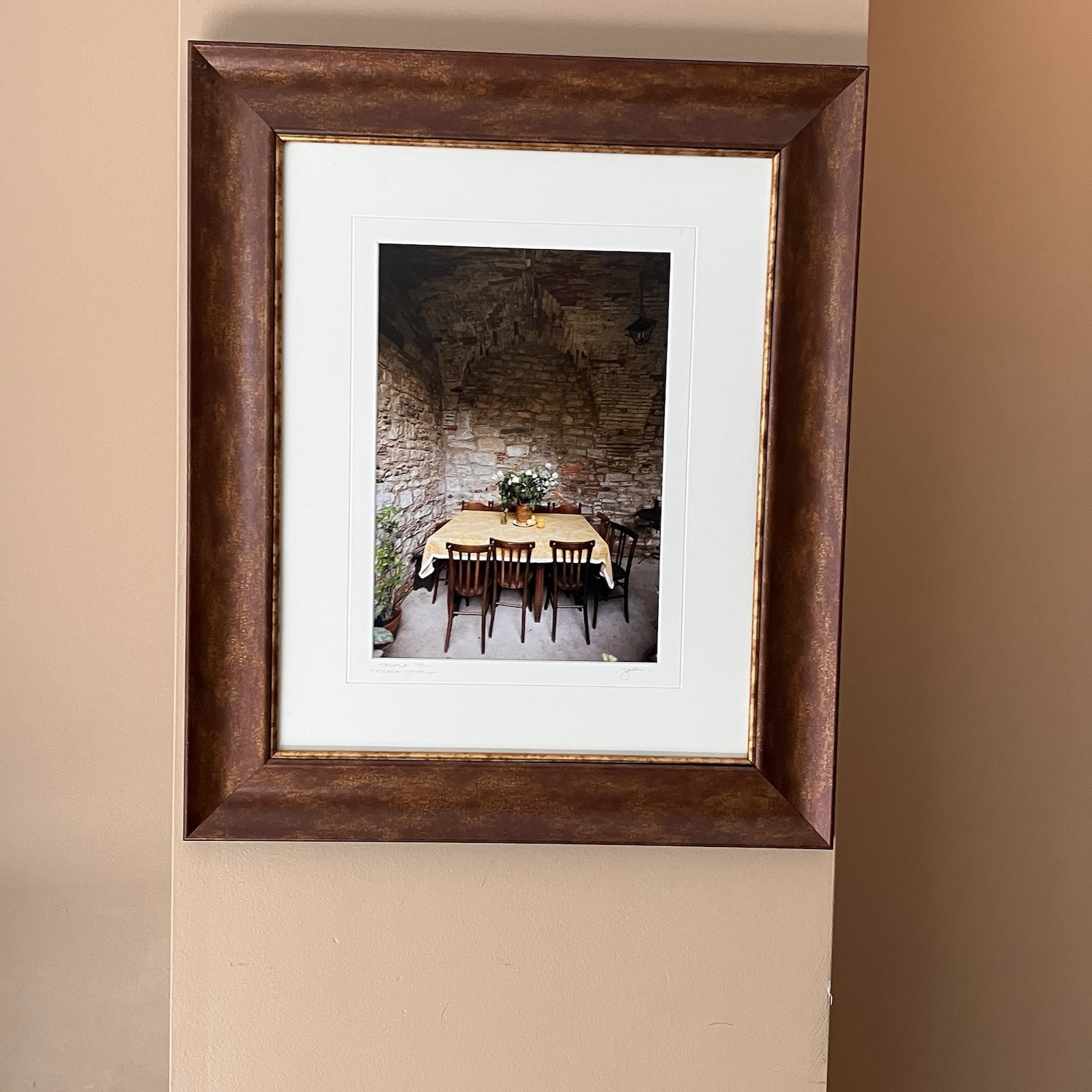 Vintage Tuscany Landscape Framed Italian Wall Art “Last Morning Toscana”