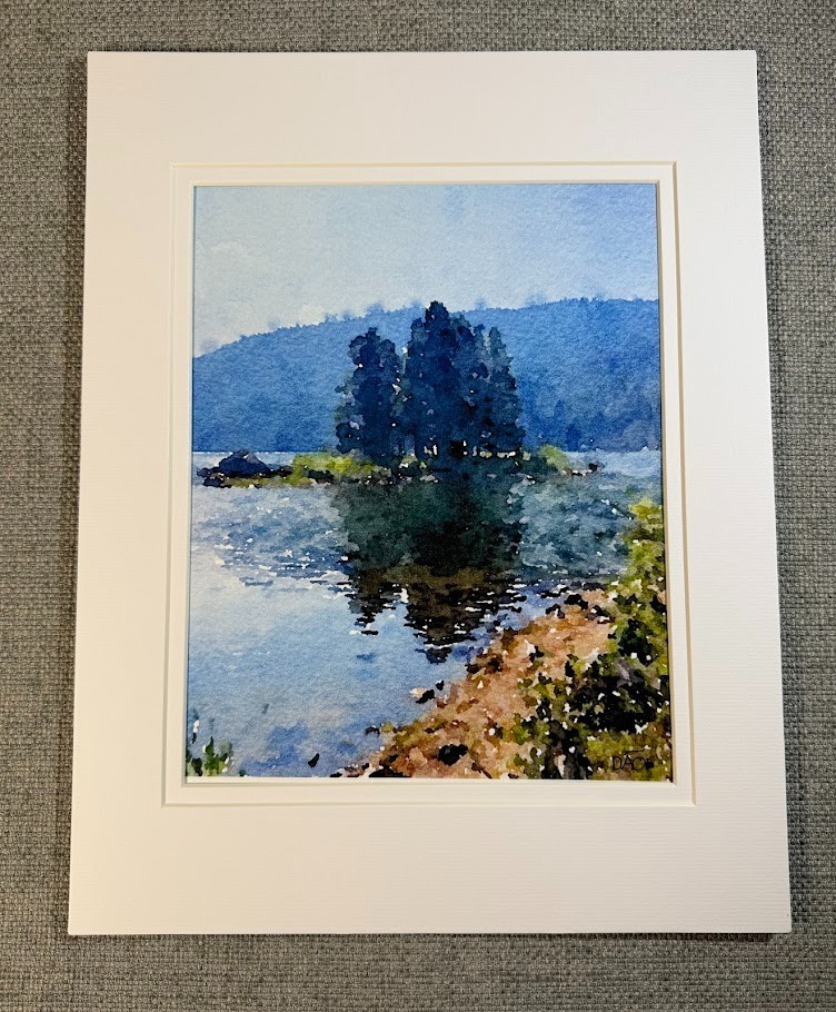 Mountain Lake Digital Watercolor Original Photograph 8 X 10 Mat 11 X 14 Signed