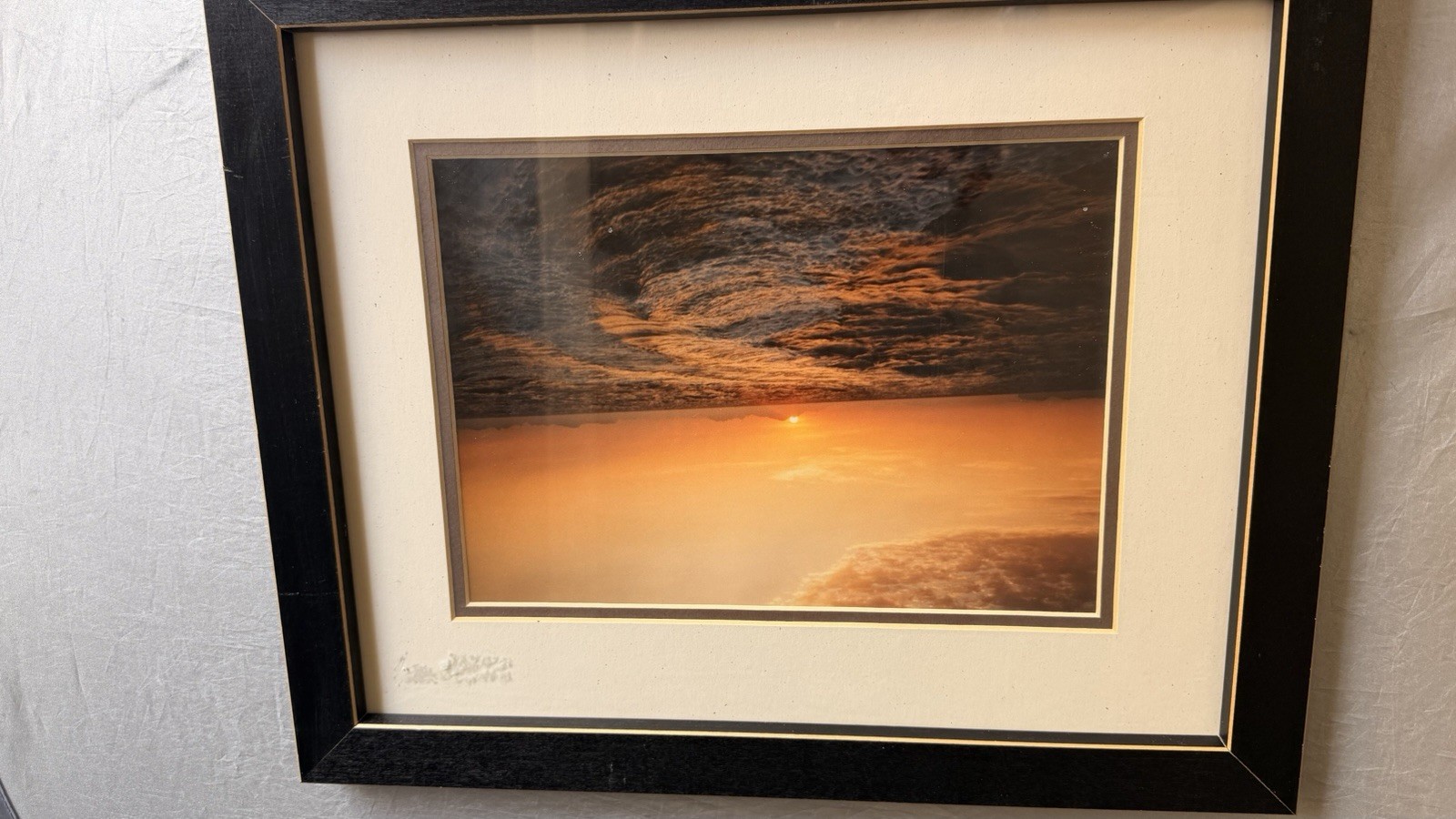Framed Sunset Seascape Landscape Color Photograph with Black Frame