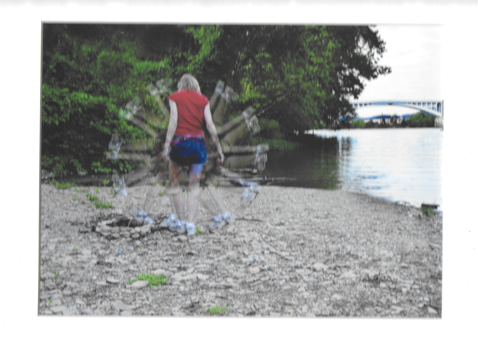 Mark Panza Photo 2005, matted 11″ X 14″, woman near river, Kaliedoscope