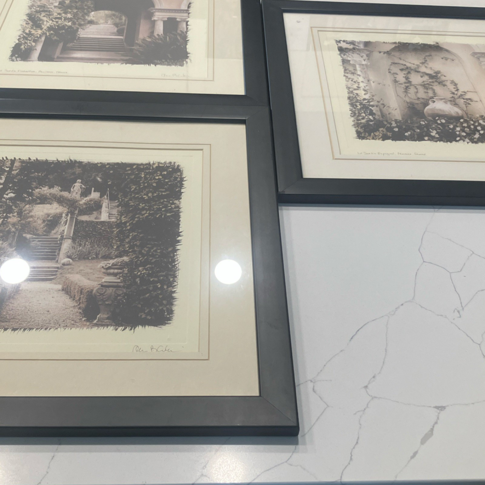 Alan Blaustein European Garden Sepia Set of 3 Framed Landscape Photographs