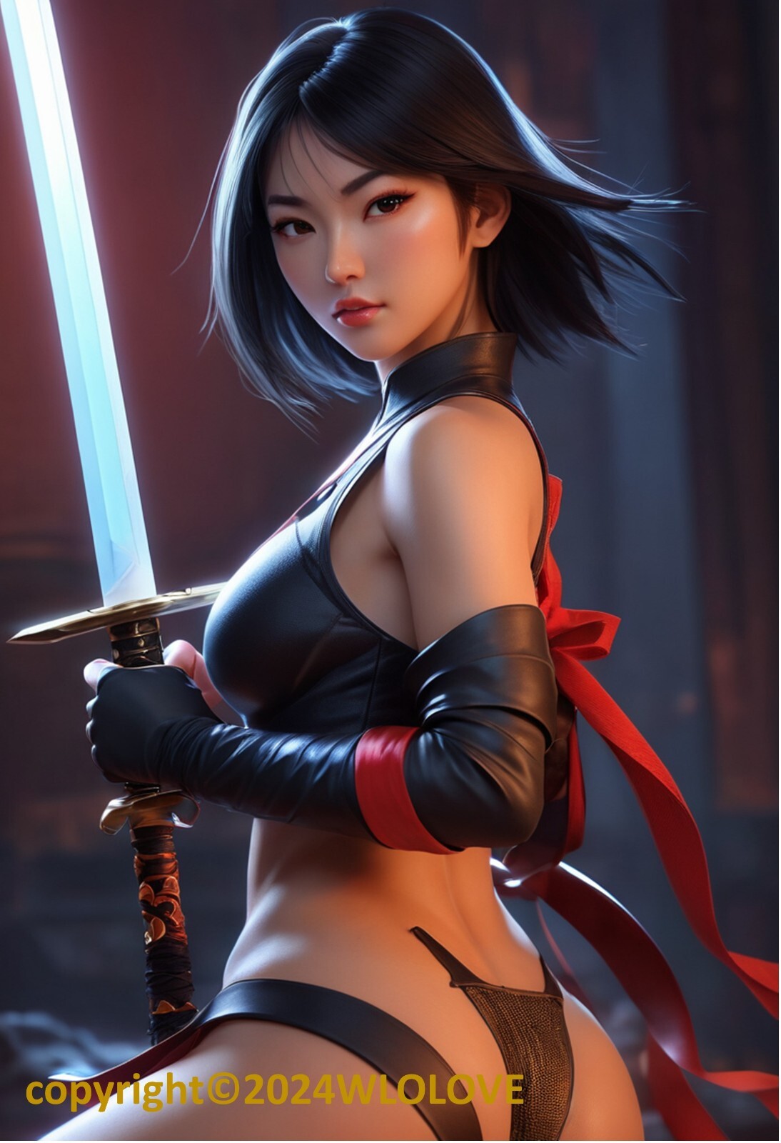 Beautiful Sensual Asian Girl Anime A on Quality semi-gloss Photo Paper 11″ x 17″