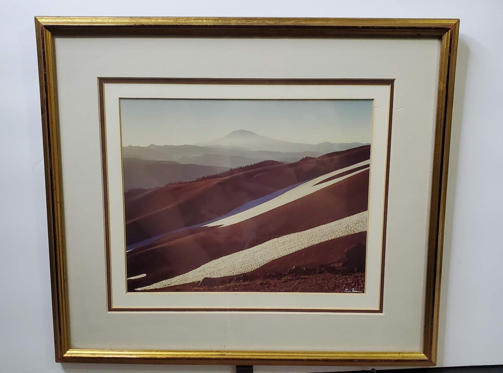 Vintage Matted and Signed Photograph Lee Mann Mountain Scene 15.5 x 13