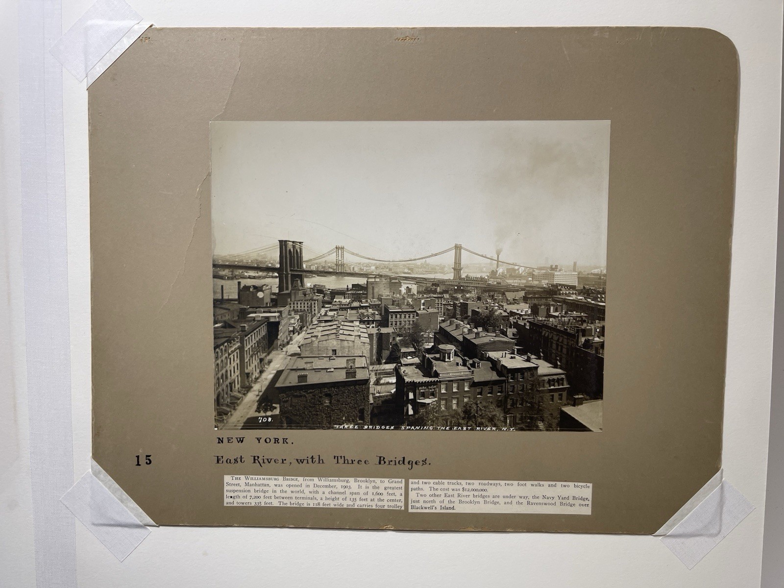 C1900 New York City Photo. Brooklyn Bridge Williamsburg Bridge. August Loeffler
