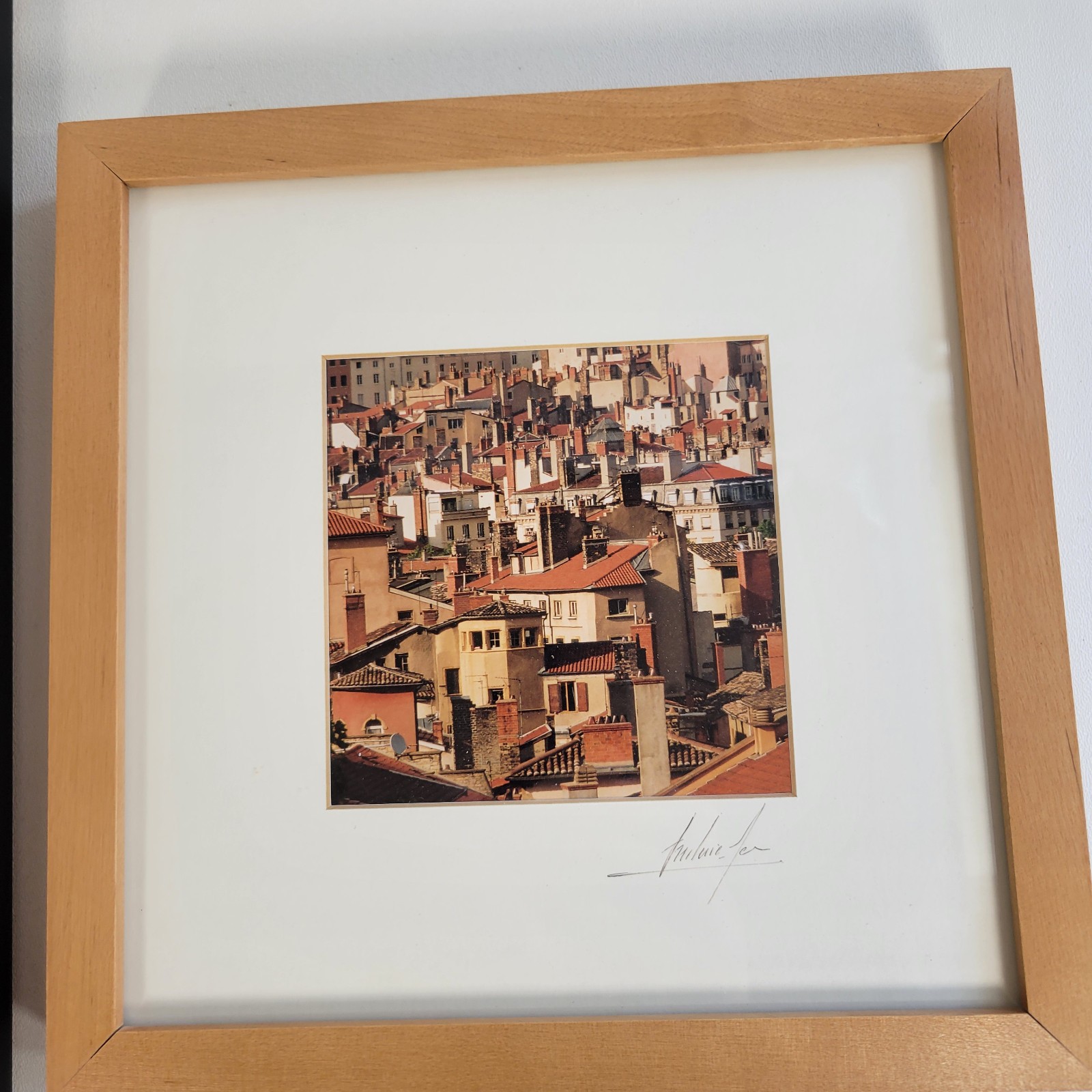 Lot of 2 Frederic Jean Signed Photograph Lyon France Framed Art Set Vieux Lyon
