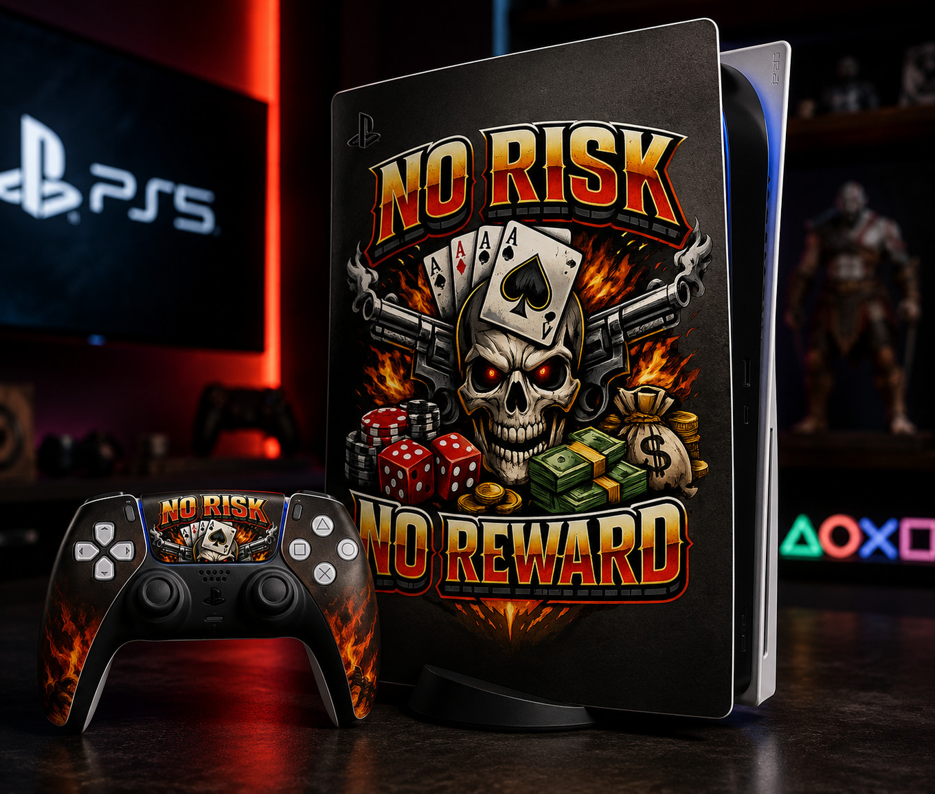 No Risk No Reward Skull PNG Digital Download T-Shirt Sticker Print Design