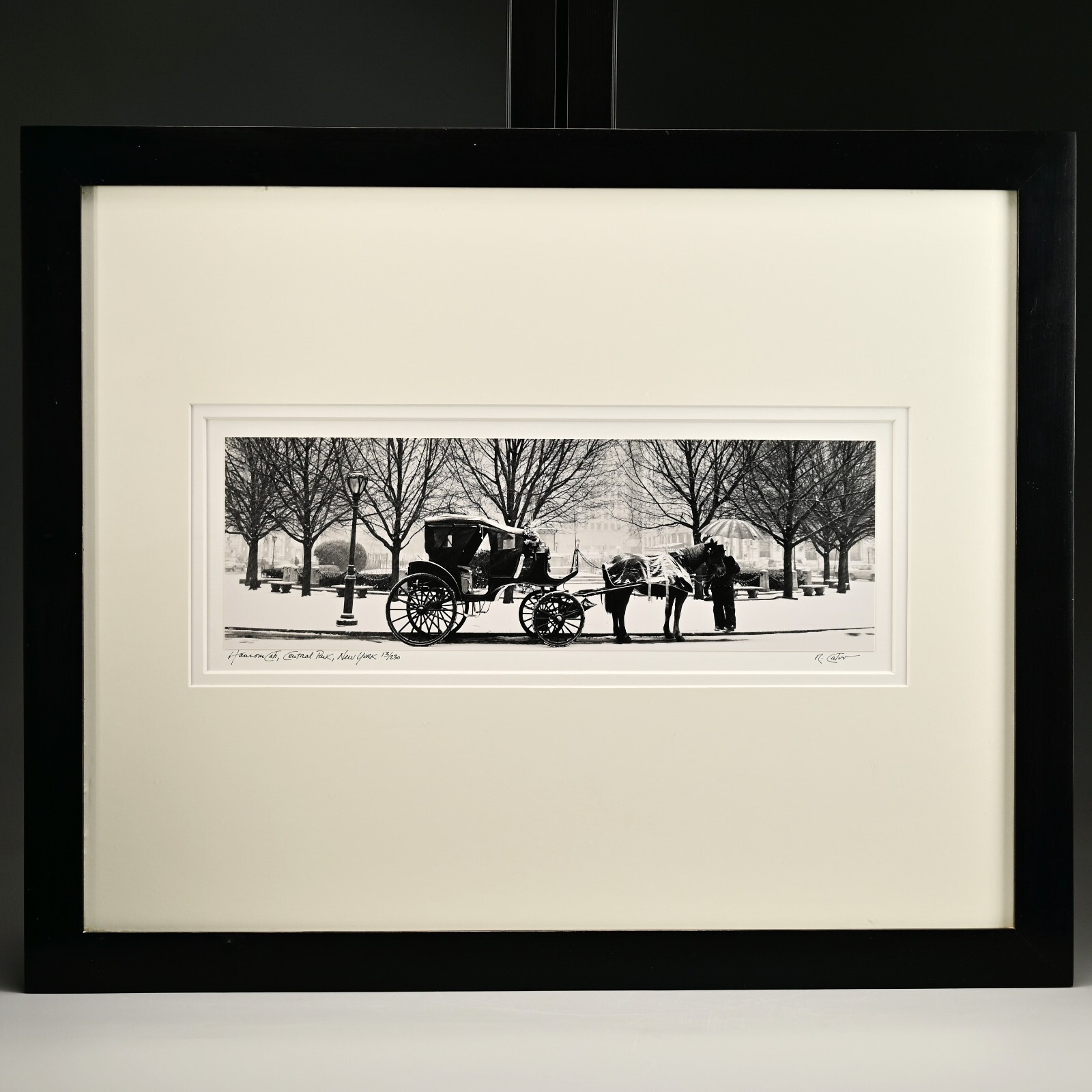 RICHARD CALVO Original Vintage Signed Central Park NY Horse Carriage Photograph
