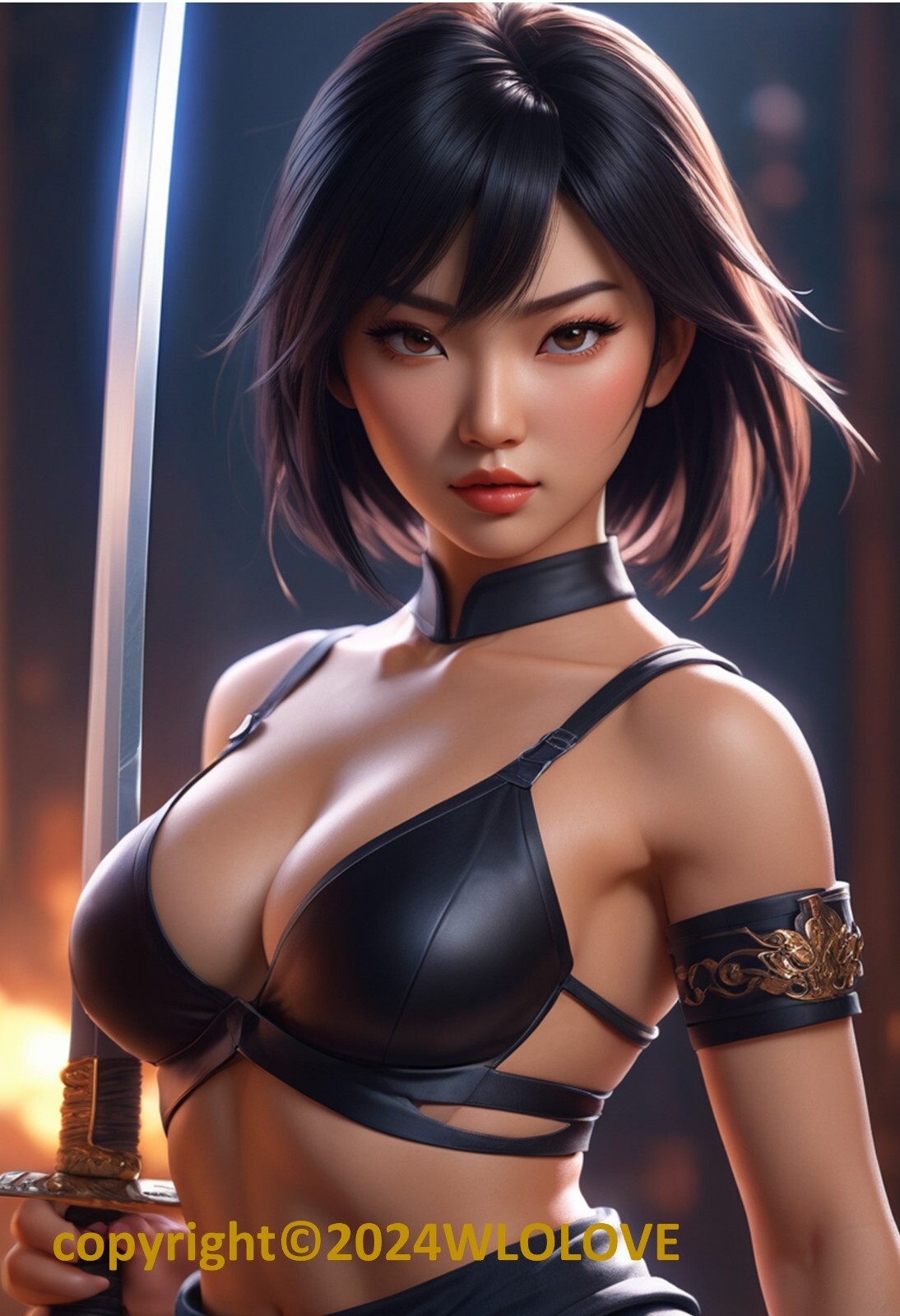 Beautiful Sensual Asian Girl Anime D on Quality semi-gloss Photo Paper 11″ x 17″