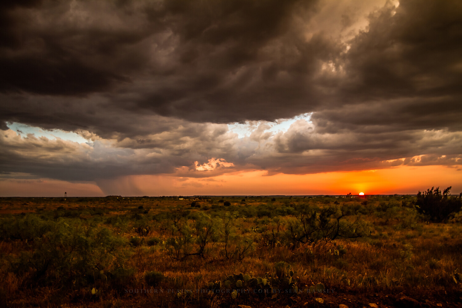 Western Wall Decor Art Print of Sunset on Stormy Evening in West Texas