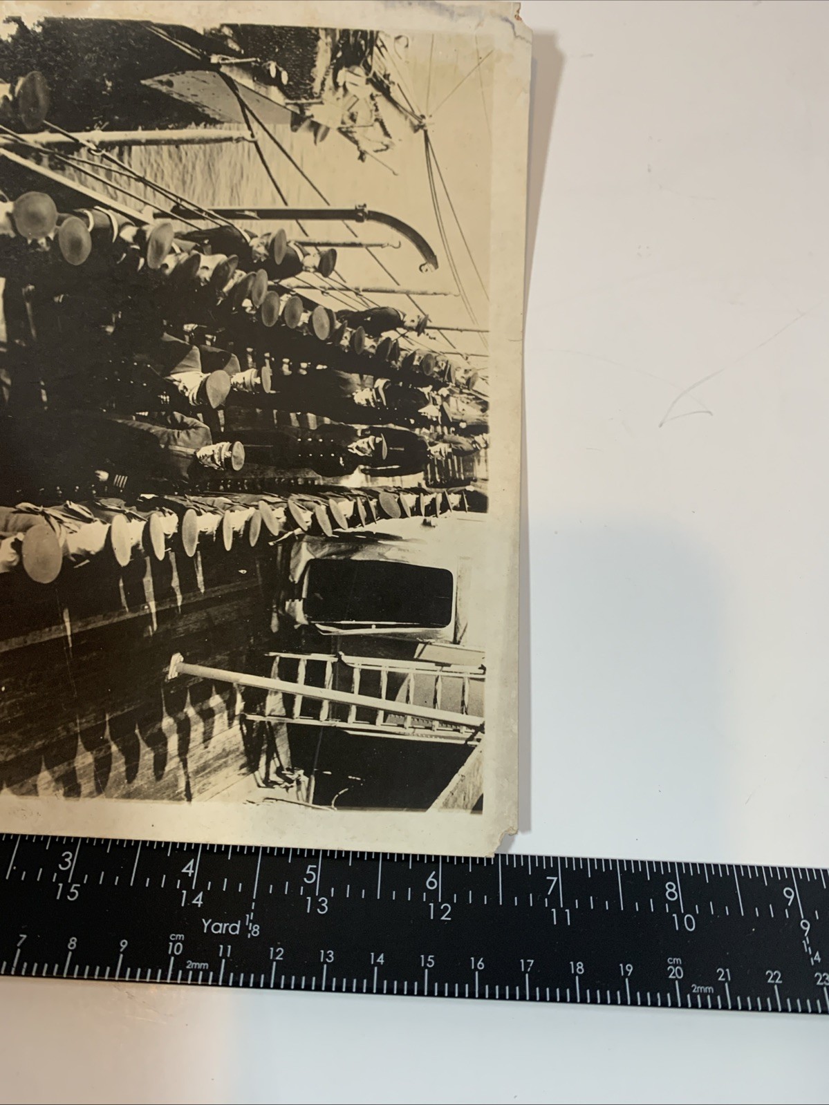 Real 8.5” x 6.5” Photo WW1 “Beatty Inspecting Crew Of A.V.S. Tender 1918