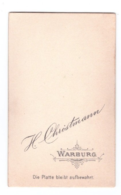 CDV photo around 1900, pretty young woman, Warburg