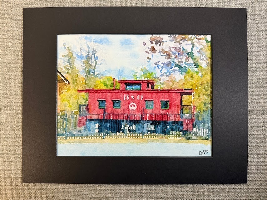 B & O Caboose Digital Watercolor Original Photograph 8 X 10 Mat 11 X 14 – Signed