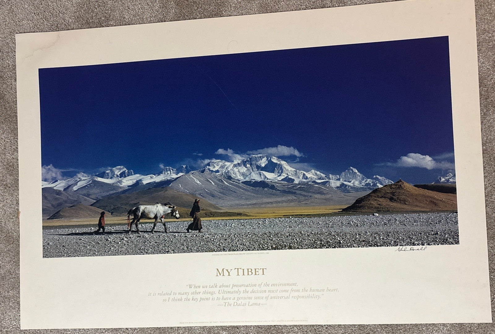 Galen Rowell Signed Poster – My Tibet – Evening on the Tingri – 1988