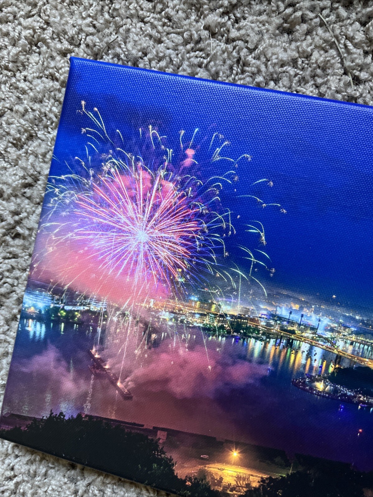 Pittsburgh PA Fireworks At Point State Park, Canvas Photo Print 8”x 12”