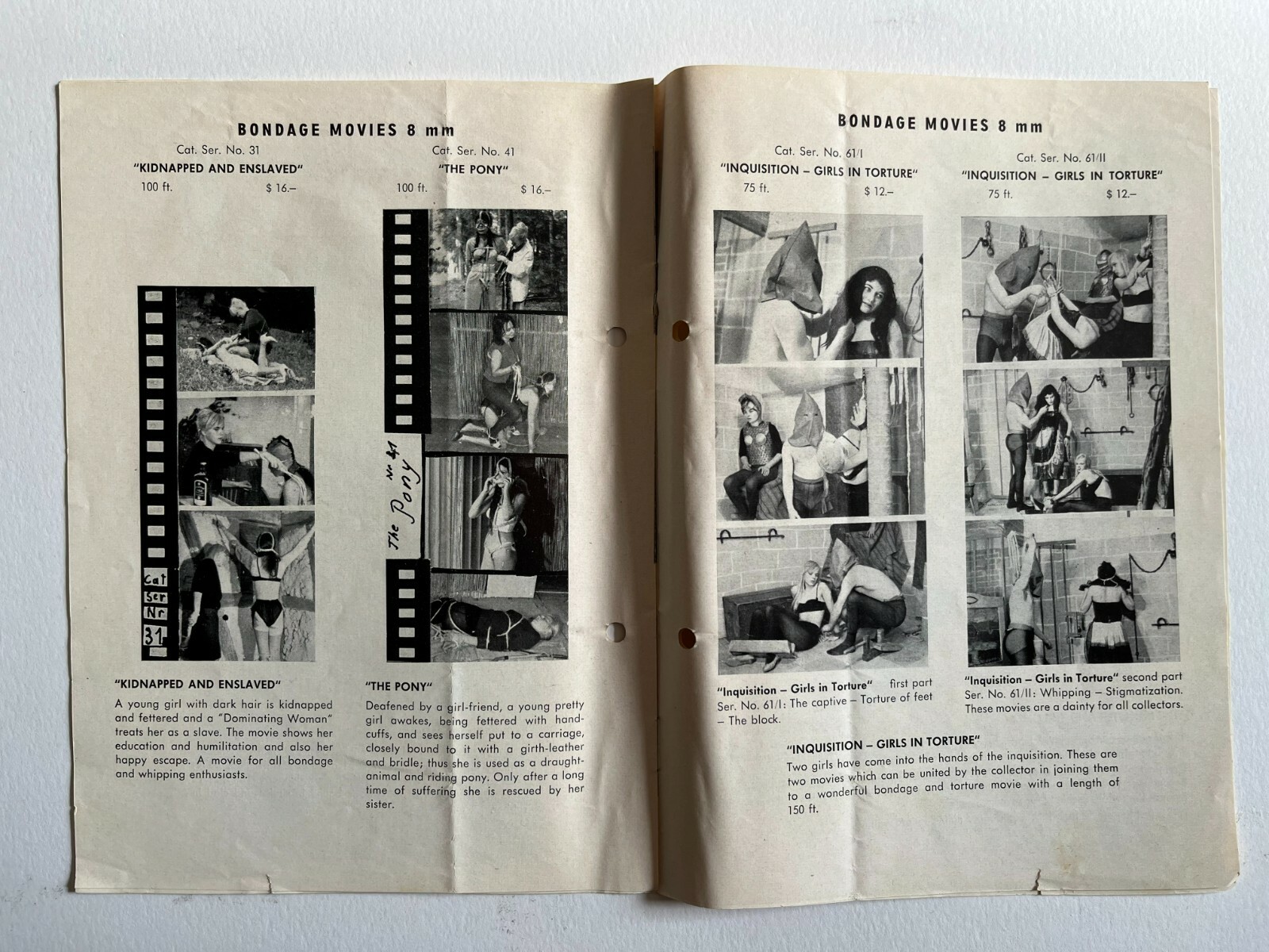 12 Page Original Catalog 1961 Photo Movies 8mm Bondage Nude Patent Leather Nude A