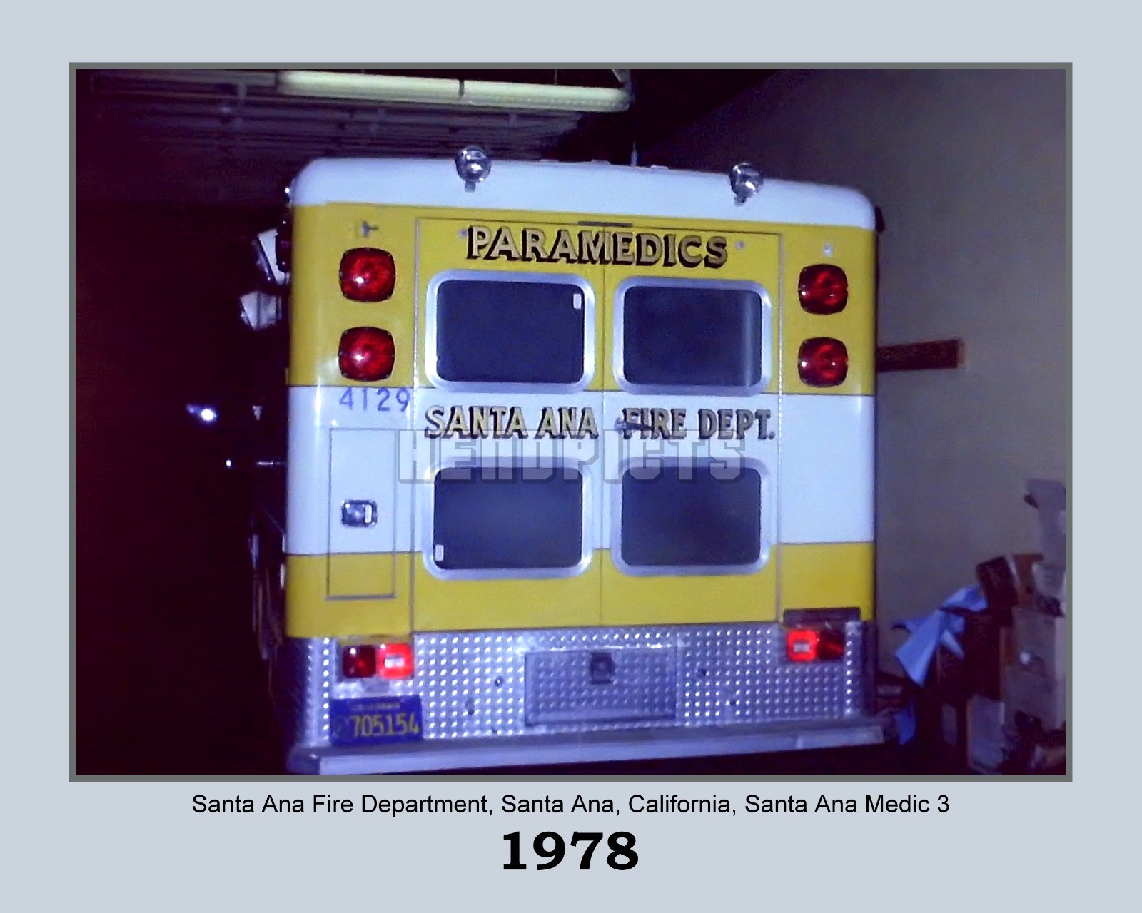 1978 Santa Ana Fire Dept. Paramedic Unit (SAM-3) 8×10 Unframed Photo VFRPBT_0049