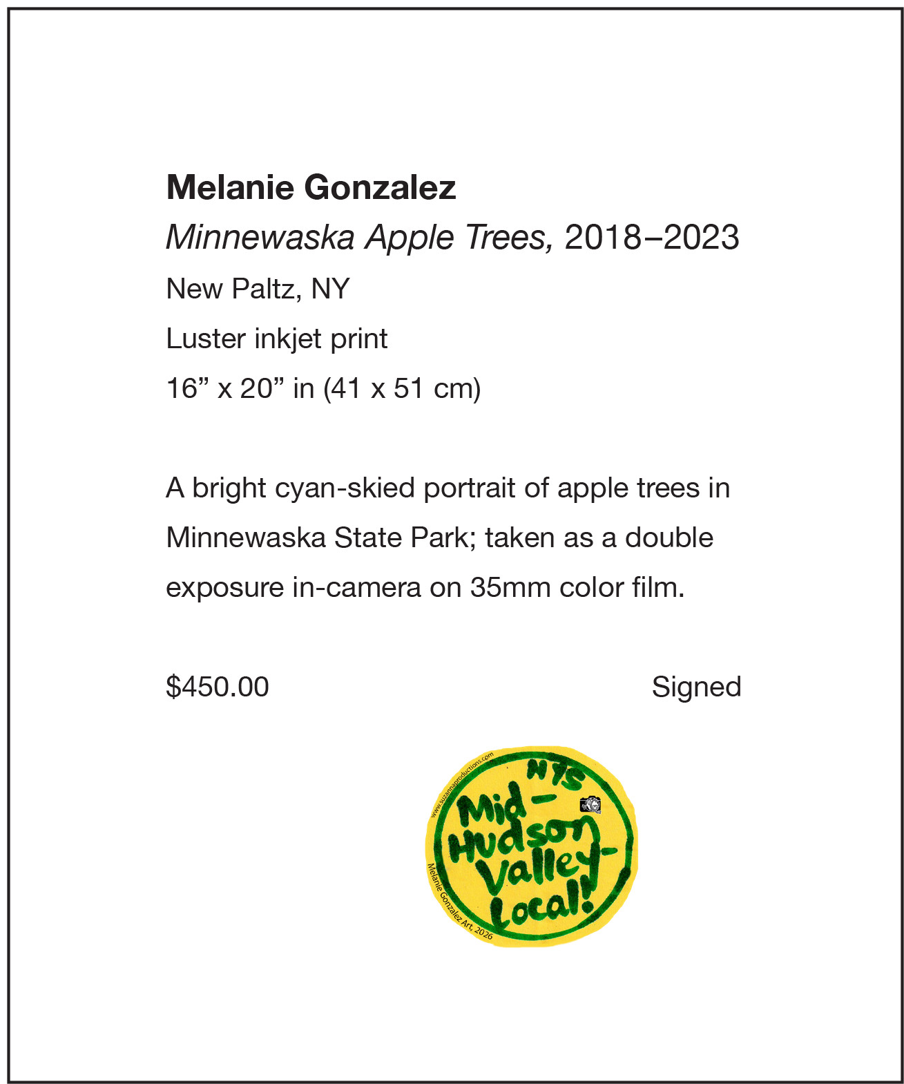 High Point Trail, Apple trees, New Paltz, NY, 16 x 20in, Art photo by Mel Gonz