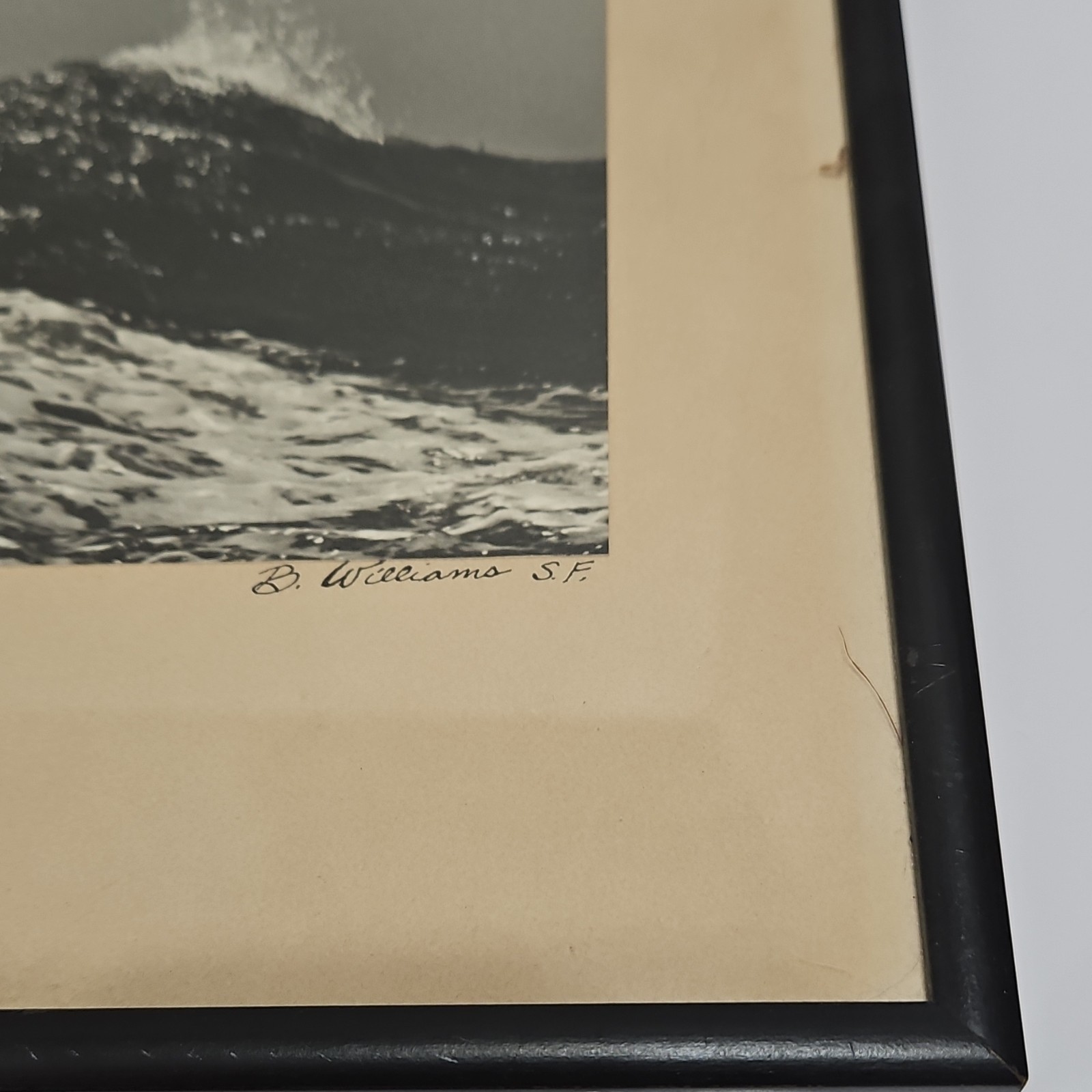 B. Williams Signed Black & White Sailboat Seascape Photo Framed Matted Landscape