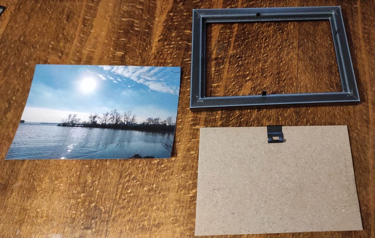 Photograph on matte photo paper ‘Winter reflection in a river’. 4×6 in (10x15cm)