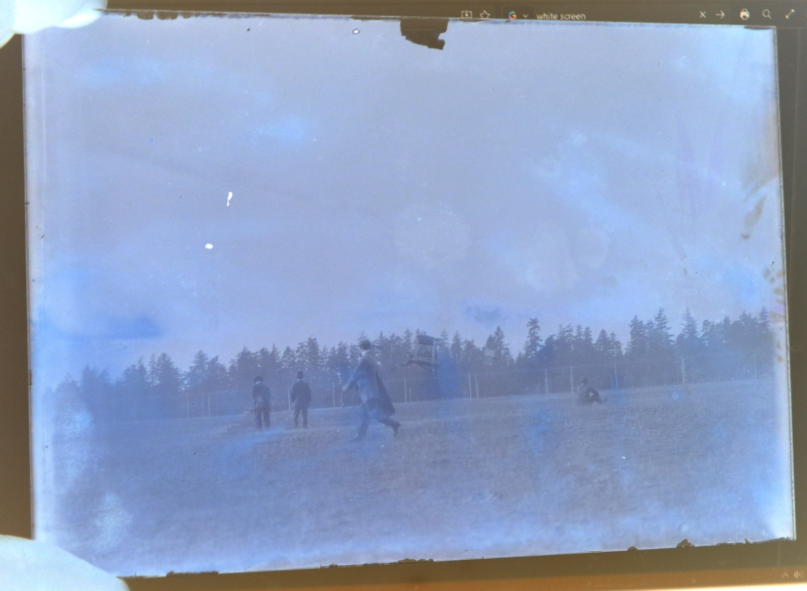 Antique Photograph Glass Negative “Air Ship” Biplane Taking Off Test Flight 1909