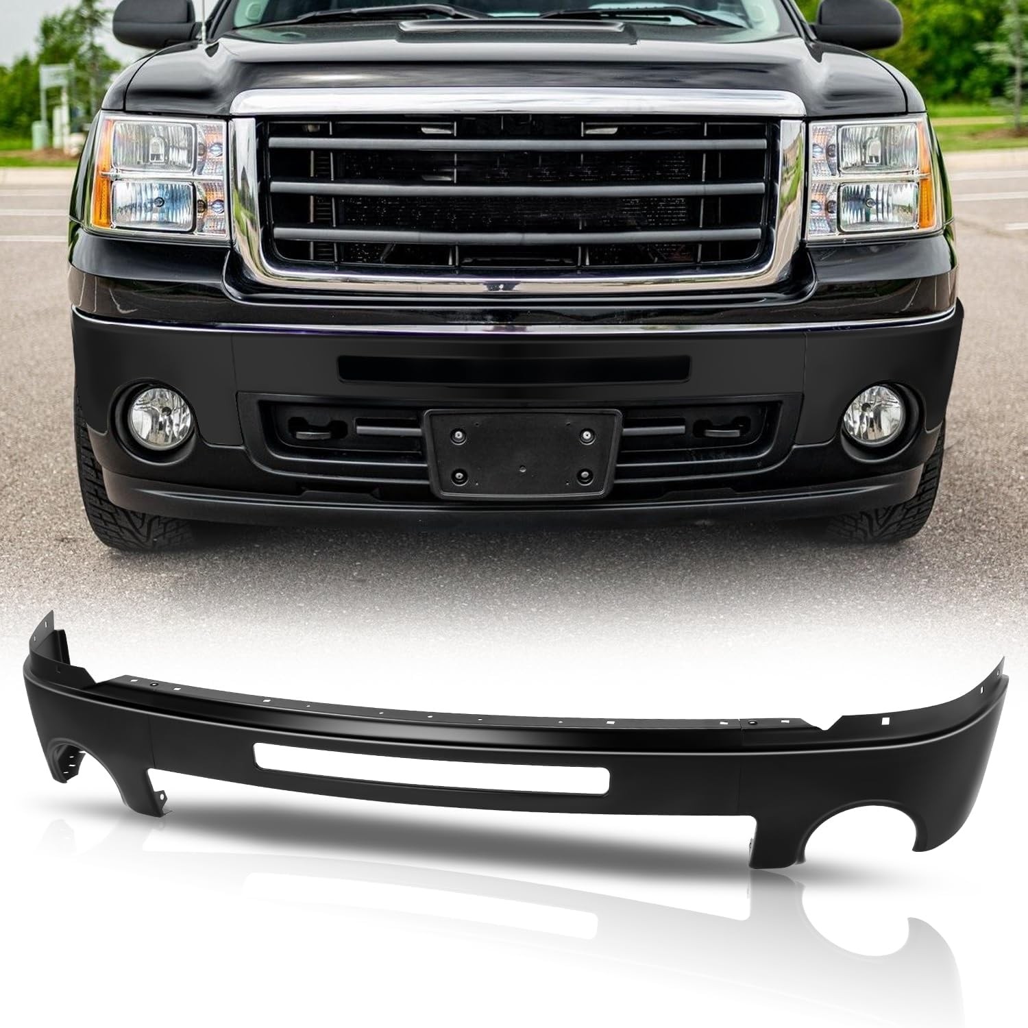 Front Bumper Compatible with 2007-2013 GMC Sierra 1500, 2007-2010 Sierra 2500HD