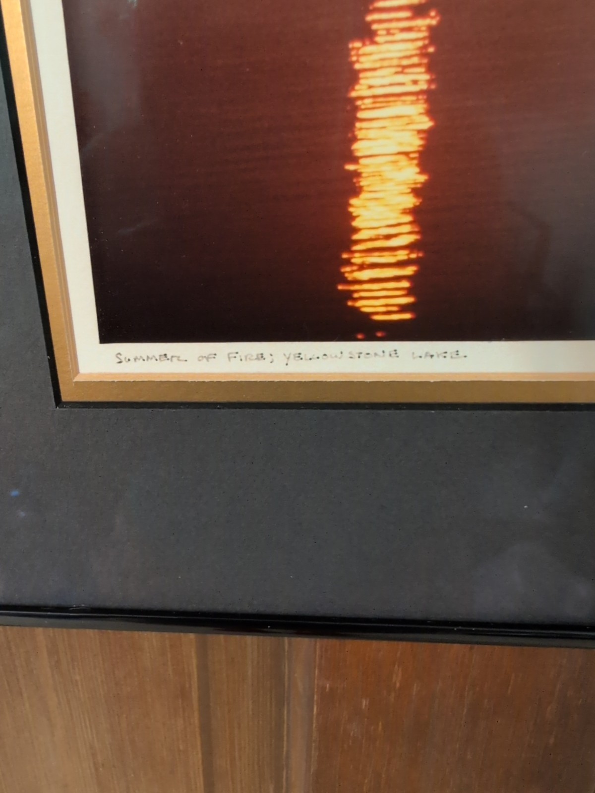 R.C. Fulwiler ” Summer Of Fire” Yellowstone Lake Signed Matted Framed Photo