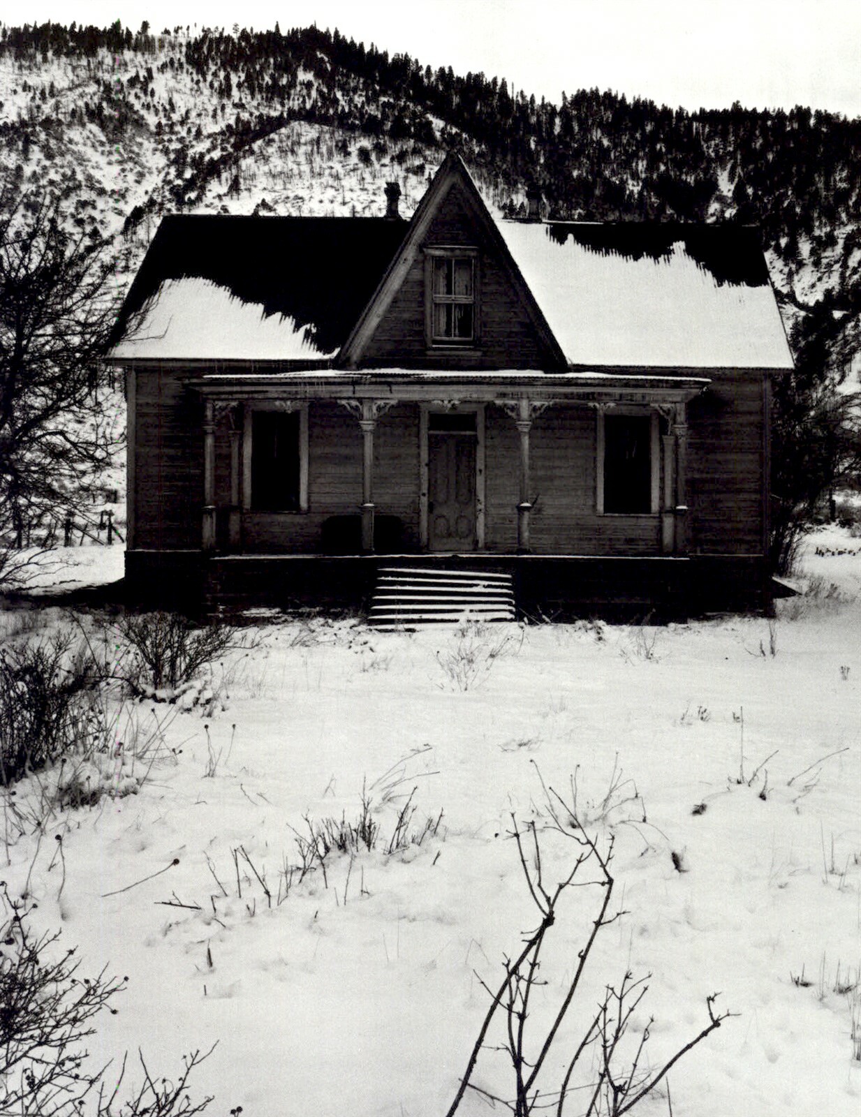 1972 1960 Ansel Adams Carson City Nevada Farmhouse Snowy Hills Art Photo