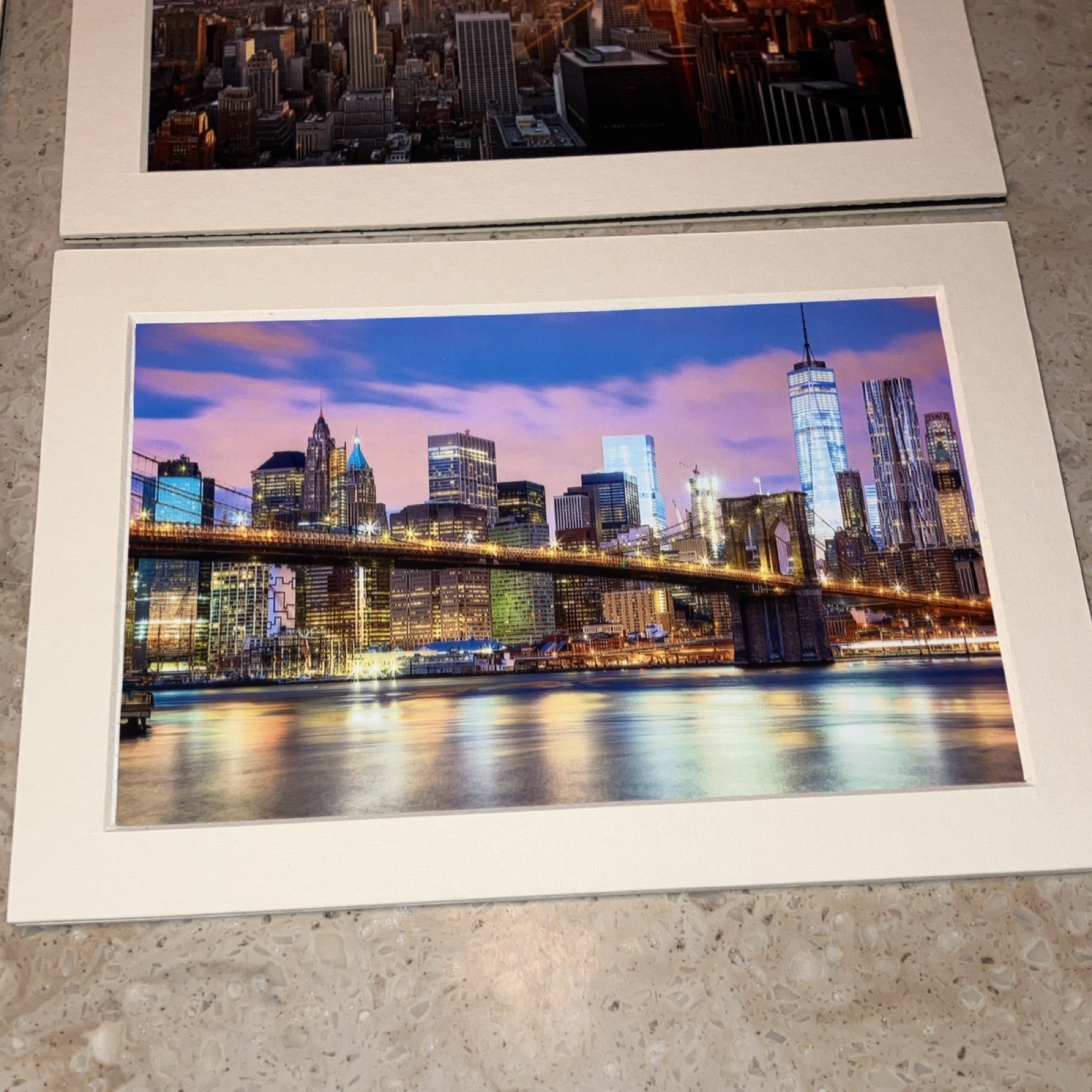 New York City Color Photo Prints Set of 5, Matted Landscape Skyline & Landmarks