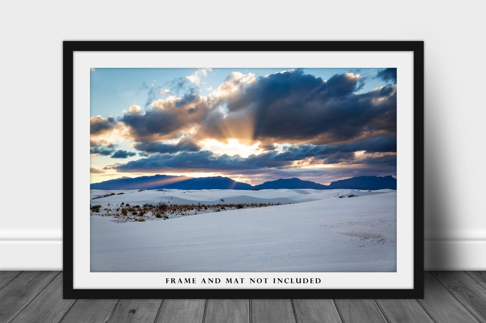 Print of Sunbeams Over Mountains at White Sands National Park New Mexico